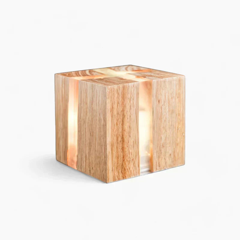 Modern crackling wood table lamp