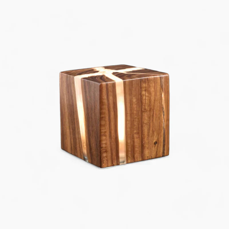 Modern crackling wood table lamp