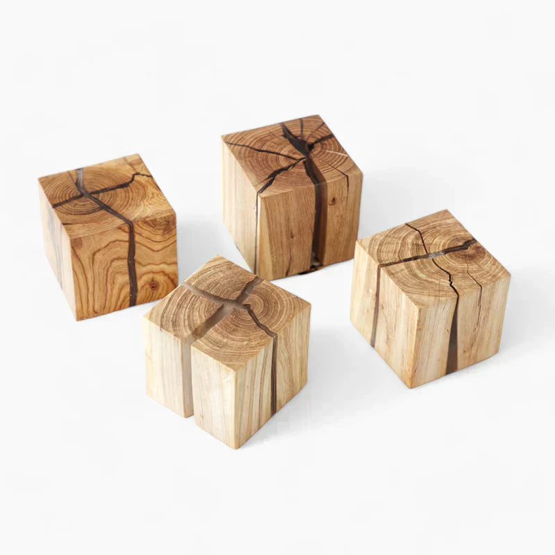 Modern crackling wood table lamp
